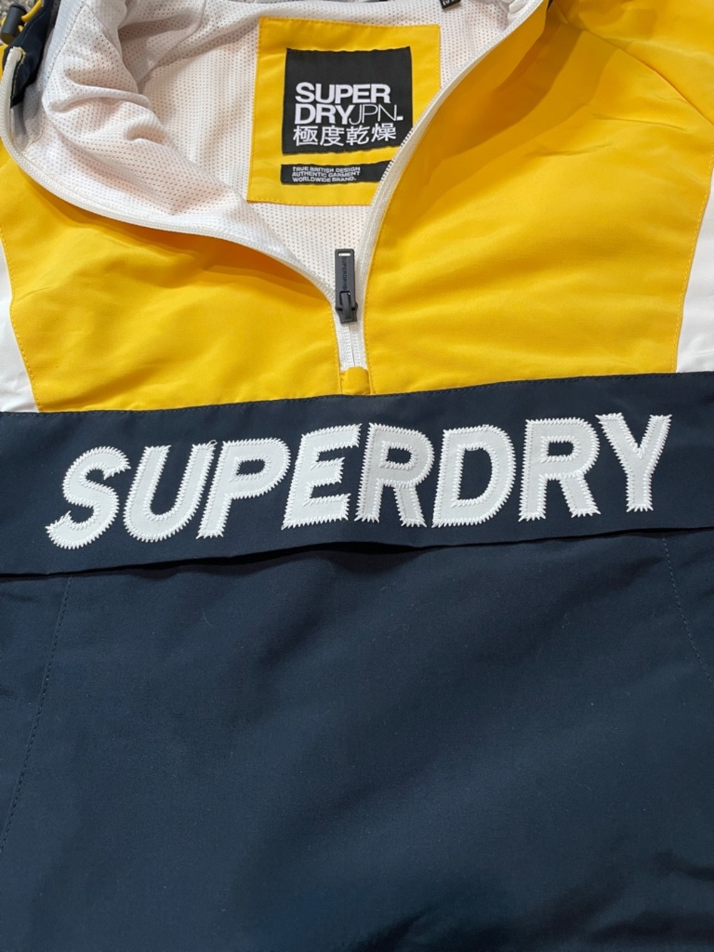 Superdry Women’s Navy, Yellow & White Hooded Windbreaker with Red Accents NWT - Picture 5 of 7